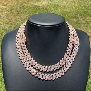 14k Rose Gold Plated Cuban Link Chain 13mm 18” 20” Premium Choker Necklace